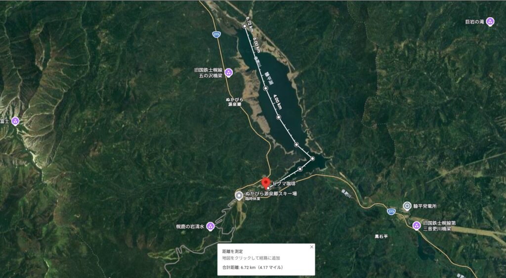 タウシュベツ橋梁までは約7km
