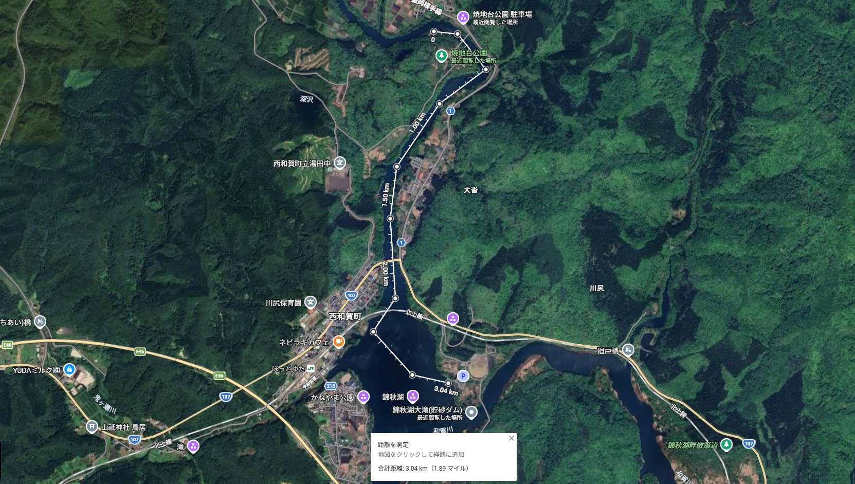 焼地台公園から川尻総合公園まで3km