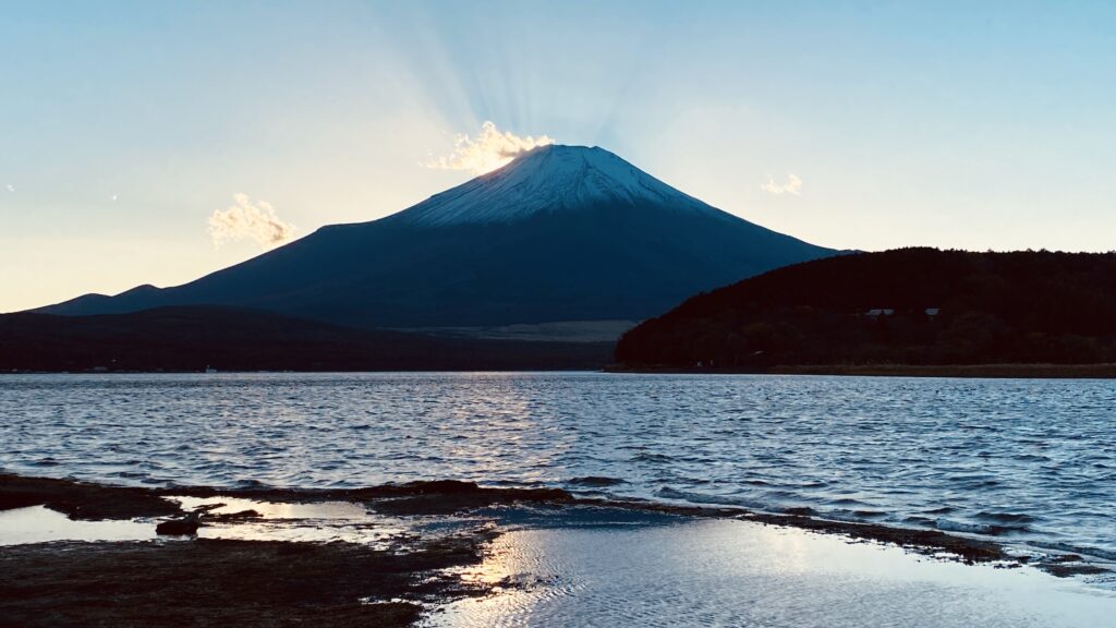 富士山と夕日
