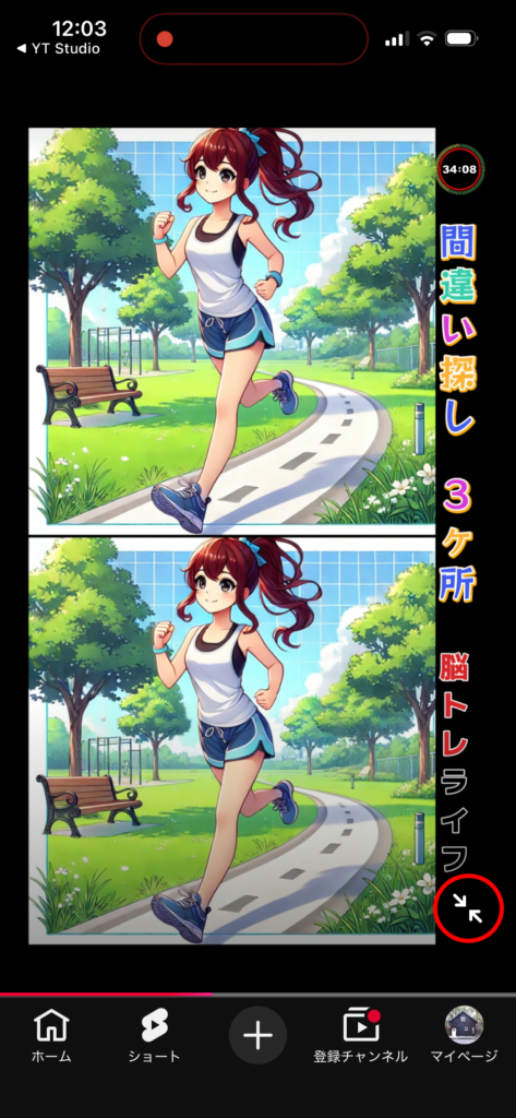 画面縮小アイコンで元に戻る